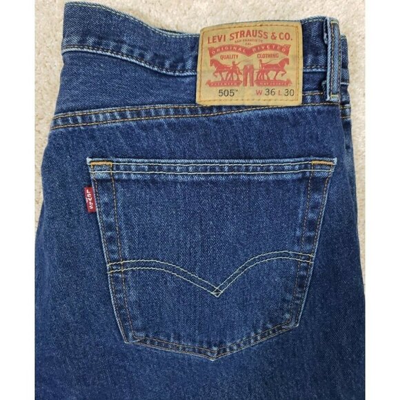 Levi's 505 ~Men's Size 36/30~ Blue Denim REGULAR Fit Straight Leg Jeans Cotton. - Picture 10 of 12